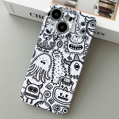 

For iPhone 13 Painted Pattern Precise Hole PC Phone Case(Bottle Monster)