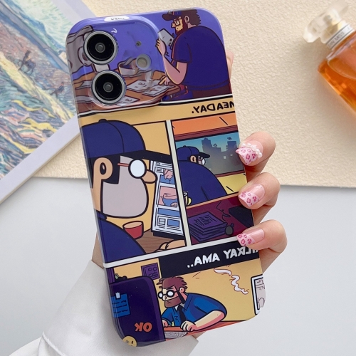 

For iPhone 12 Painted Pattern Precise Hole PC Phone Case(Working Comics)