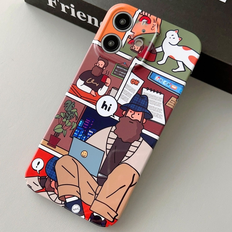 

For iPhone 12 Painted Pattern Precise Hole PC Phone Case(Holiday Uncle)