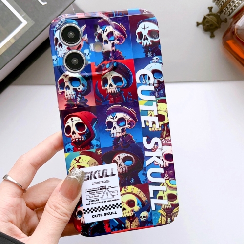 

For iPhone 12 Painted Pattern Precise Hole PC Phone Case(Cute Skull)