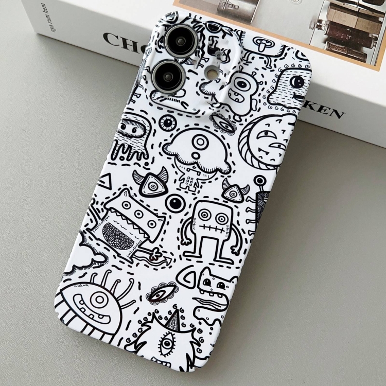

For iPhone 12 Painted Pattern Precise Hole PC Phone Case(Block Monster)