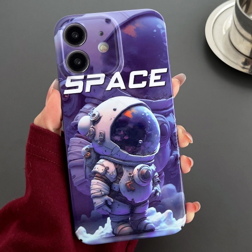 

For iPhone 11 Painted Pattern Precise Hole PC Phone Case(Purple Astronaut)