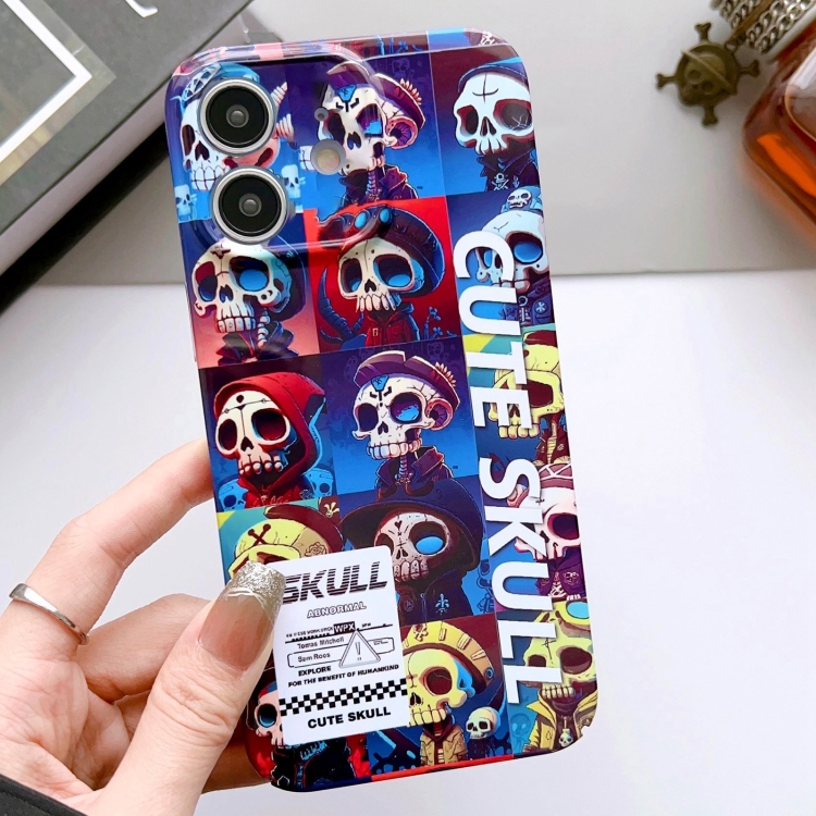 

For iPhone 11 Painted Pattern Precise Hole PC Phone Case(Cute Skull)