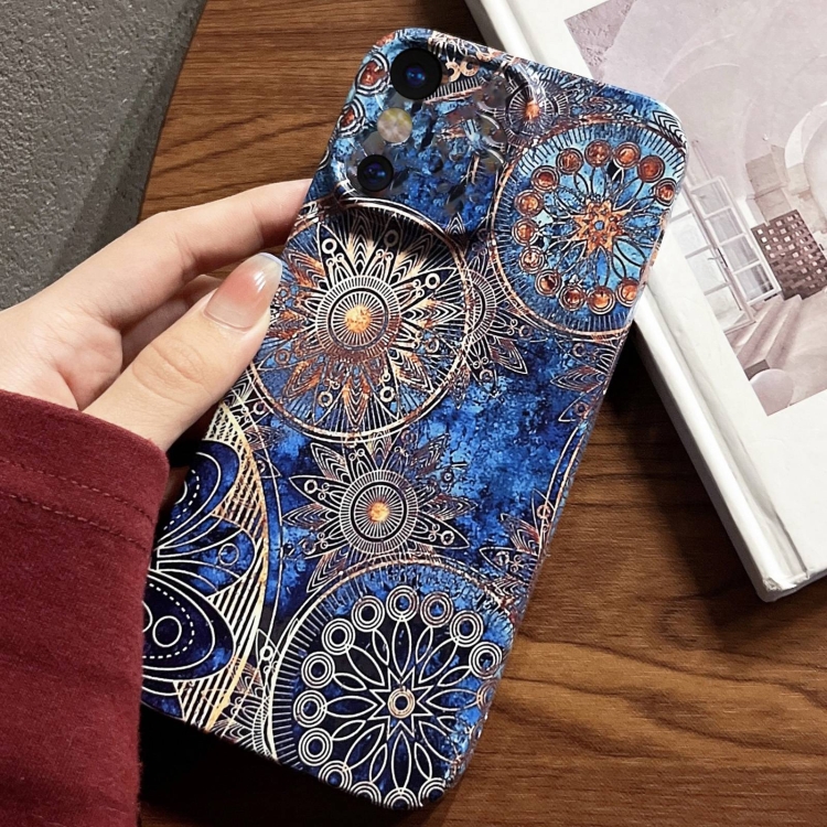 

For iPhone X / XS Painted Pattern Precise Hole PC Phone Case(Abstract Flower)