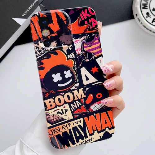 

For iPhone X / XS Painted Pattern Precise Hole PC Phone Case(Orange Comics)