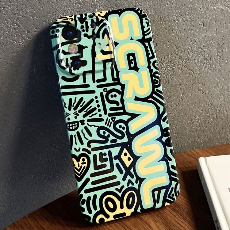 

For iPhone X / XS Painted Pattern Precise Hole PC Phone Case(Green SCR)