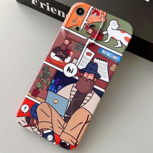 

For iPhone XR Painted Pattern Precise Hole PC Phone Case(Holiday Uncle)