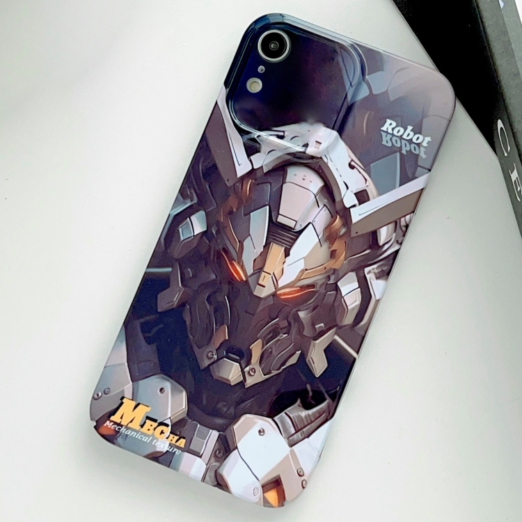 

For iPhone XR Painted Pattern Precise Hole PC Phone Case(Grey Robot)