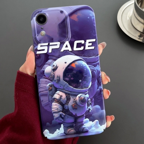 

For iPhone XR Painted Pattern Precise Hole PC Phone Case(Purple Astronaut)