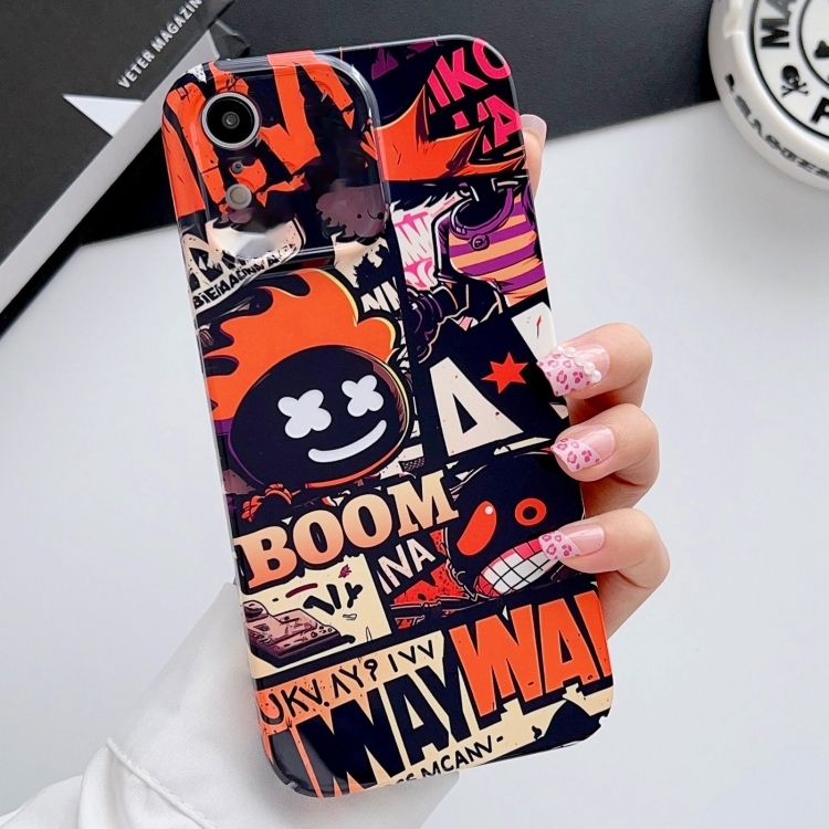 

For iPhone XR Painted Pattern Precise Hole PC Phone Case(Orange Comics)