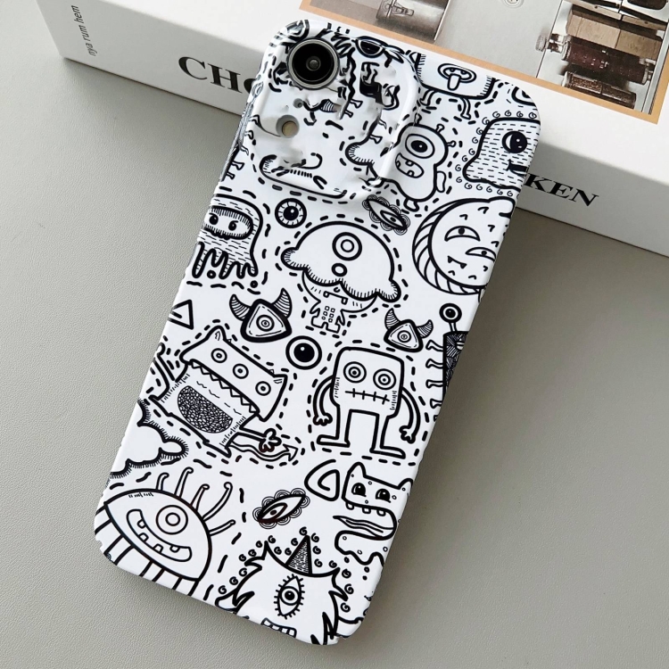 

For iPhone XR Painted Pattern Precise Hole PC Phone Case(Block Monster)
