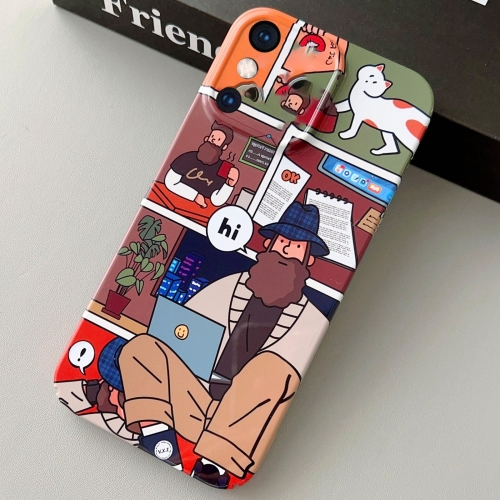 

For iPhone XS Max Painted Pattern Precise Hole PC Phone Case(Holiday Uncle)