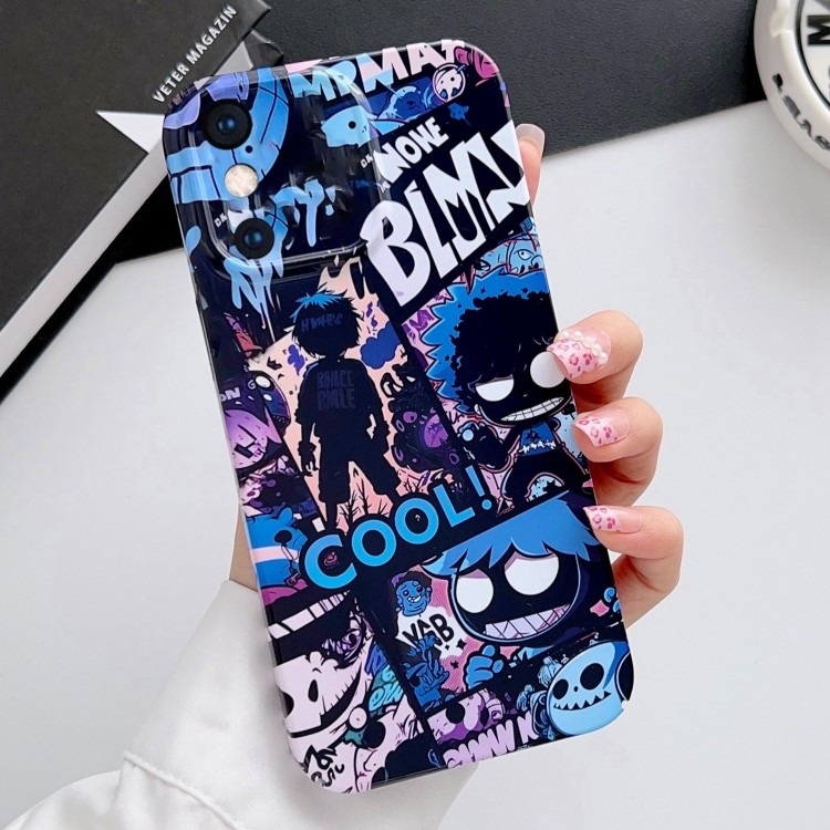 

For iPhone XS Max Painted Pattern Precise Hole PC Phone Case(Purple Comics)