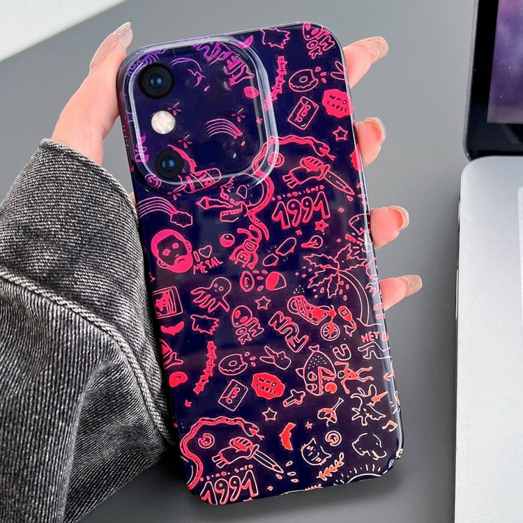 

For iPhone XS Max Painted Pattern Precise Hole PC Phone Case(Black Red Graffiti)