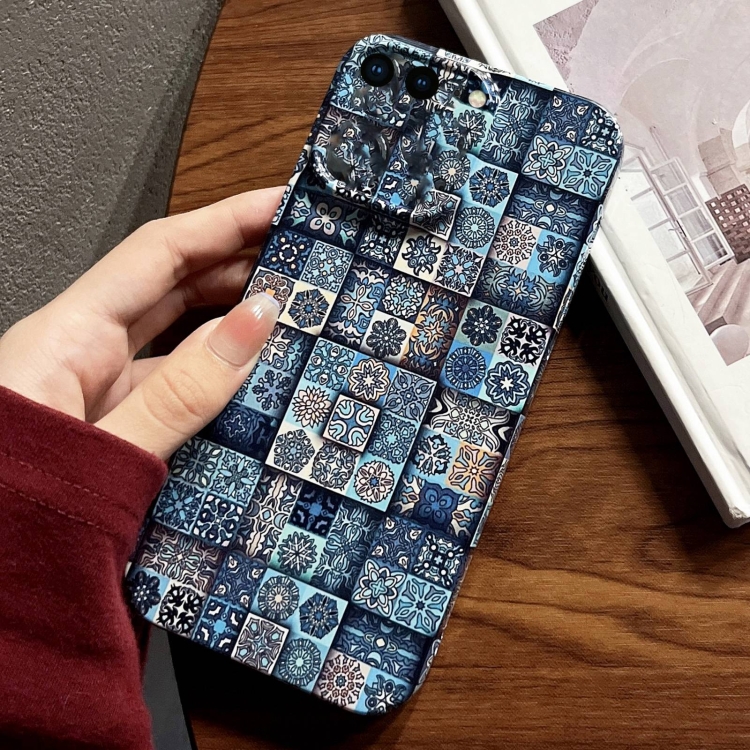

For iPhone 8 Plus / 7 Plus Painted Pattern Precise Hole PC Phone Case(Green Plaid)