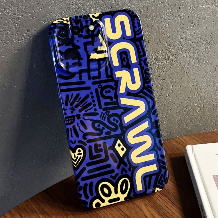 

For iPhone 8 Plus / 7 Plus Painted Pattern Precise Hole PC Phone Case(Blue SCR)