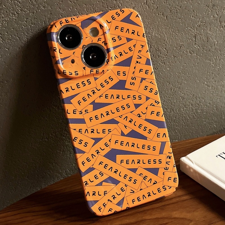 

For iPhone 15 Painted Pattern Precise Hole PC Phone Case(Orange Label)