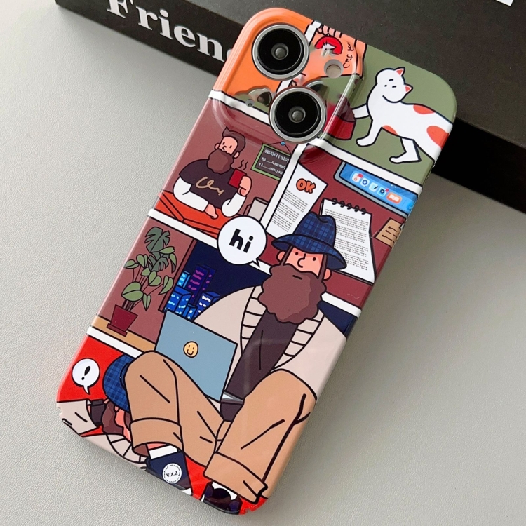 

For iPhone 15 Painted Pattern Precise Hole PC Phone Case(Holiday Uncle)