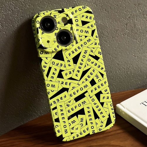 

For iPhone 15 Plus Painted Pattern Precise Hole PC Phone Case(Green Label)