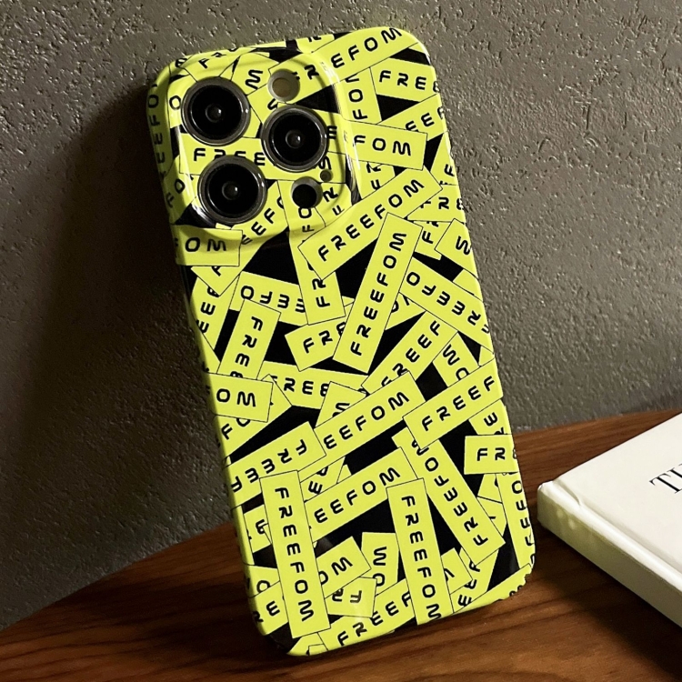 

For iPhone 15 Pro Painted Pattern Precise Hole PC Phone Case(Green Label)