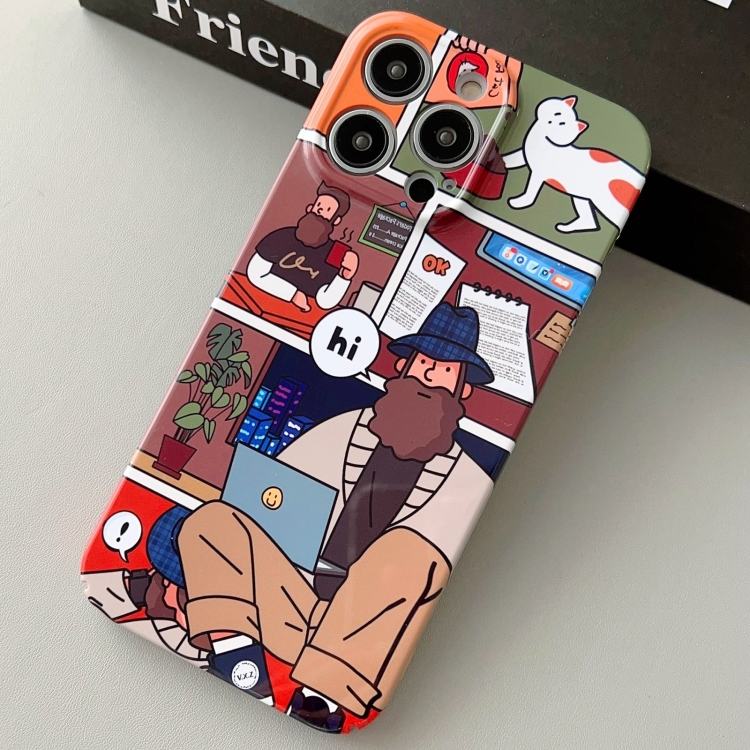 

For iPhone 15 Pro Max Painted Pattern Precise Hole PC Phone Case(Holiday Uncle)
