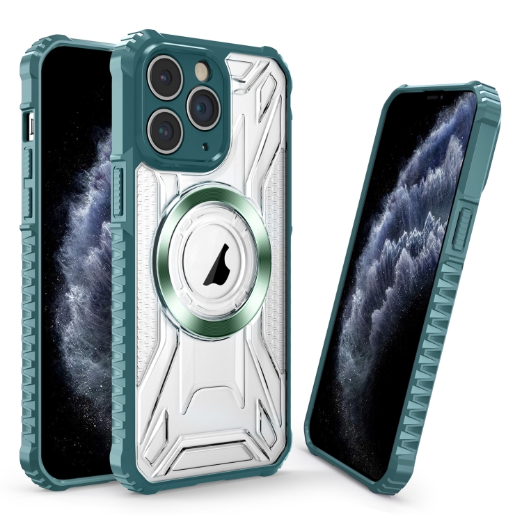 

For iPhone 11 Pro Max CD Texture Magsafe Phone Case(Dark Green)