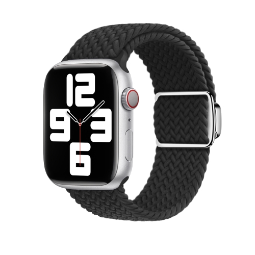 

For Apple Watch Ultra 49mm Nylon Loop Magnetic Buckle Watch Band(Black)