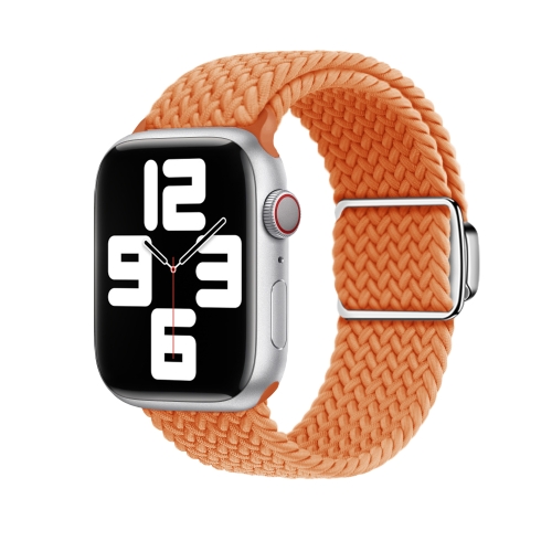 

For Apple Watch SE 2023 44mm Nylon Loop Magnetic Buckle Watch Band(Orange)