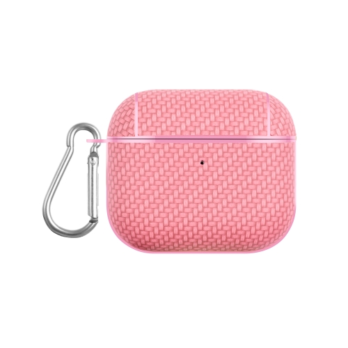 

For AirPods 3 Woven Skin Texture PC TWS Earphone Protective Case(Pink)