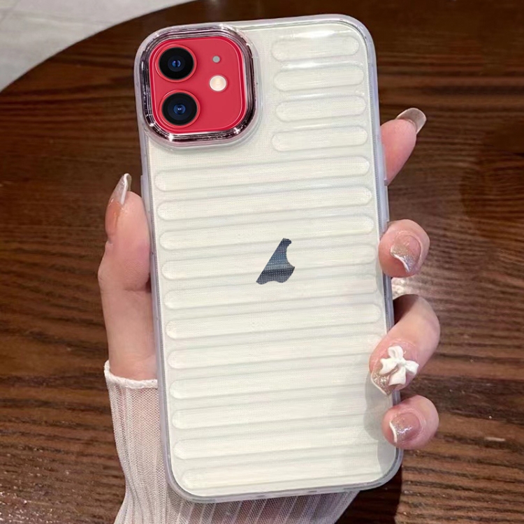 

For iPhone 11 Striped Electroplating TPU Transparent Phone Case(Transparent White)