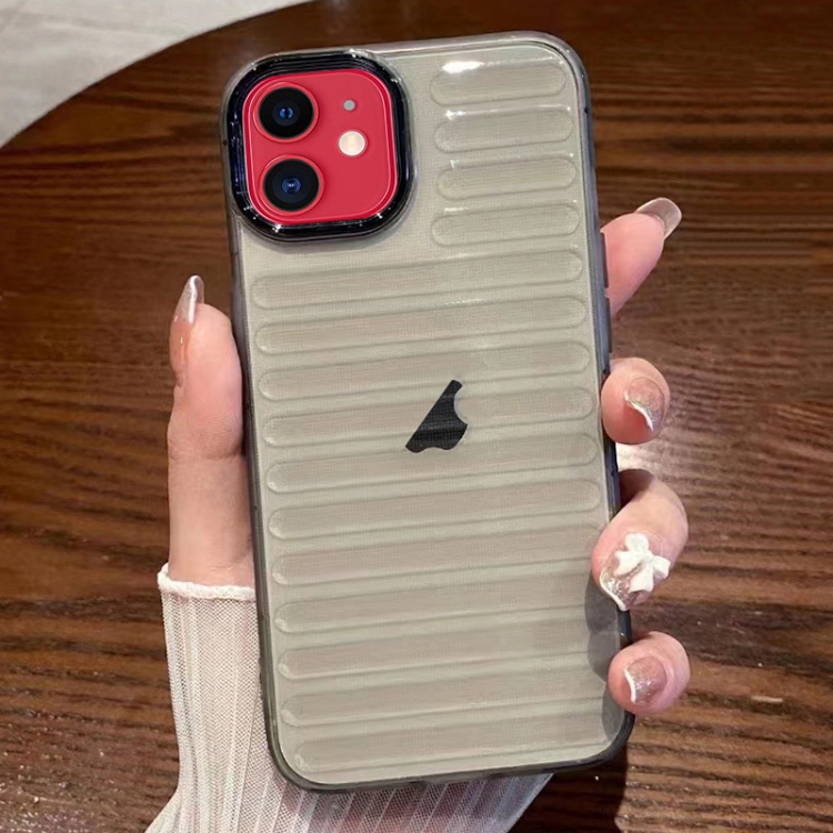 

For iPhone 11 Striped Electroplating TPU Transparent Phone Case(Transparent Grey)