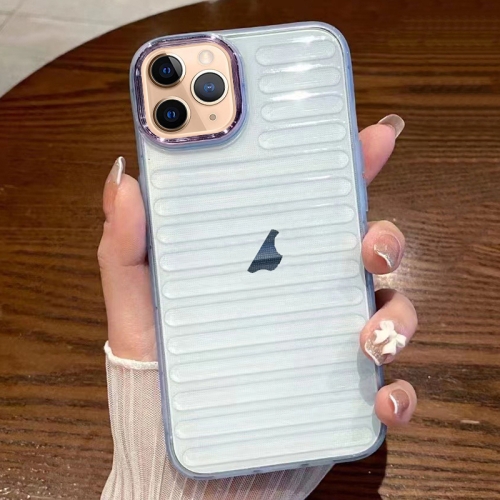 

For iPhone 11 Pro Max Striped Electroplating TPU Transparent Phone Case(Sierra Blue)