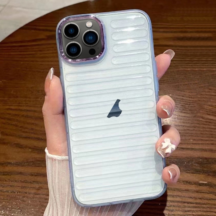 

For iPhone 13 Pro Striped Electroplating TPU Transparent Phone Case(Sierra Blue)