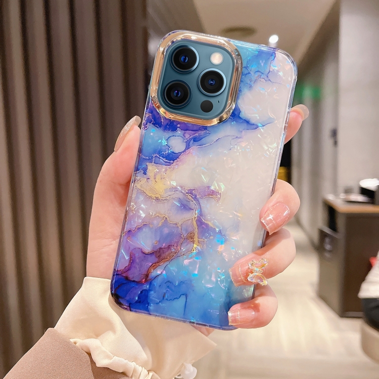 

For iPhone 12 Pro Max Colorful Crystal Ripple TPU Phone Case(Purple Blue)
