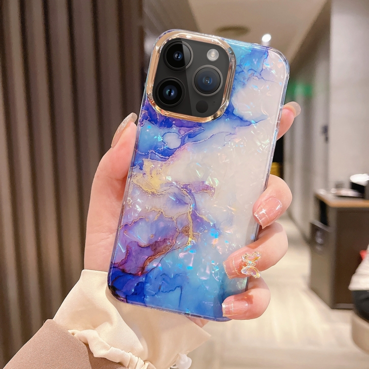 

For iPhone 15 Pro Max Colorful Crystal Ripple TPU Phone Case(Purple Blue)