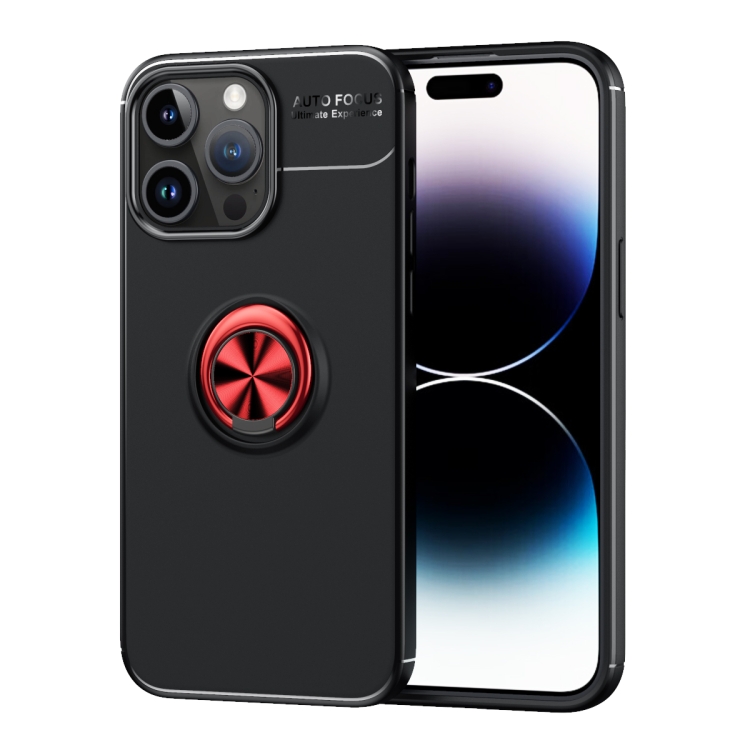 

For iPhone 15 Pro Max Metal Ring Holder TPU Phone Case(Black+Red)