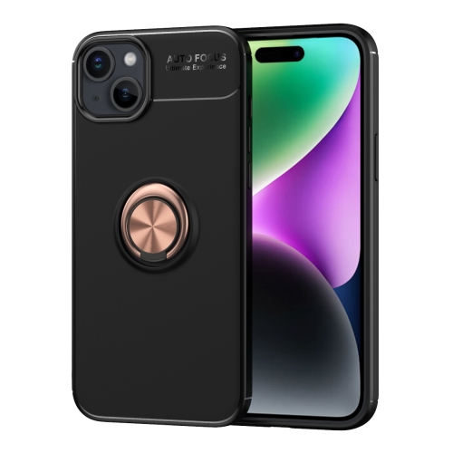 

For iPhone 15 Plus Metal Ring Holder TPU Phone Case(Black+Gold)