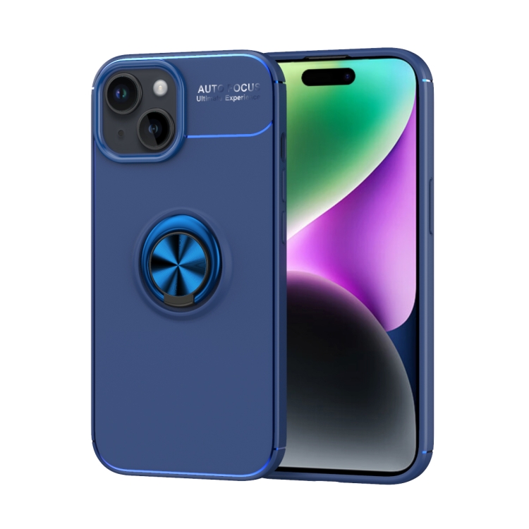 

For iPhone 15 Metal Ring Holder TPU Phone Case(Blue)