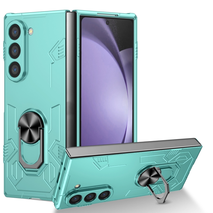

For Samsung Galaxy Z Fold6 5G Matte UV Armor Ring Shockproof Phone Case(Sky Blue)