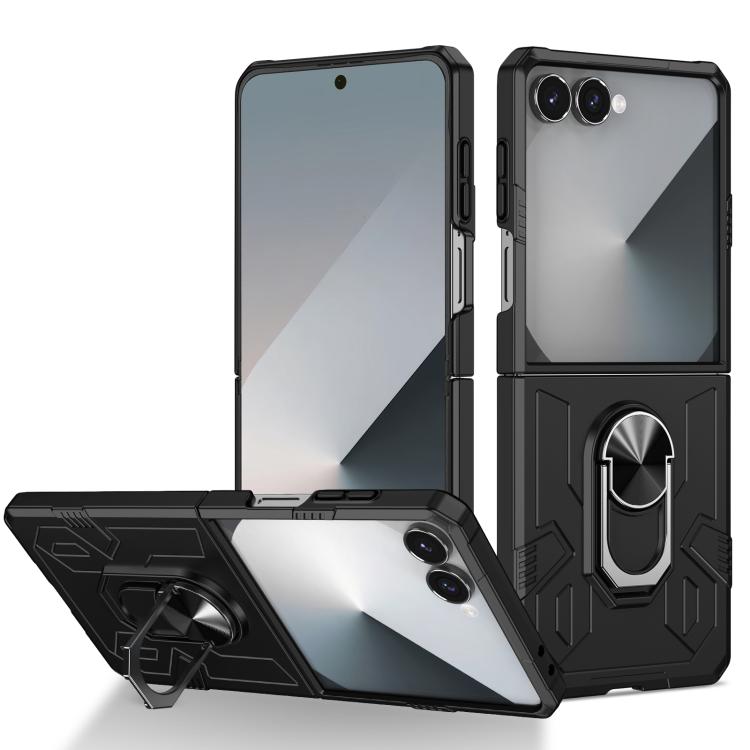 

For Samsung Galaxy Z Flip7 5G Matte UV Armor Ring Shockproof Phone Case(Black)