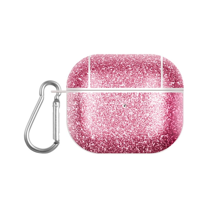 

For AirPods 3 Glitter Powder Skin Texture PC TWS Earphone Case(Rose Red)