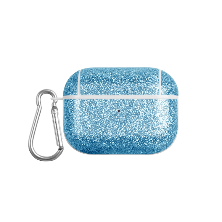 

For AirPods Pro Glitter Powder Skin Texture PC TWS Earphone Case(Blue)