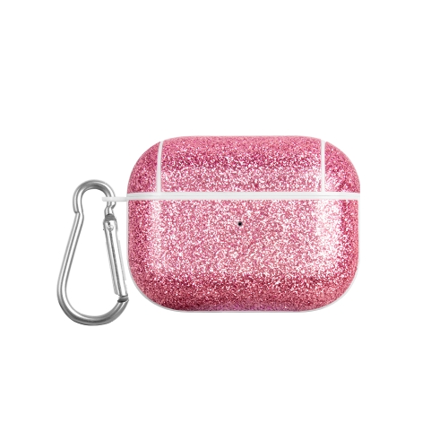 

For AirPods Pro Glitter Powder Skin Texture PC TWS Earphone Case(Rose Red)