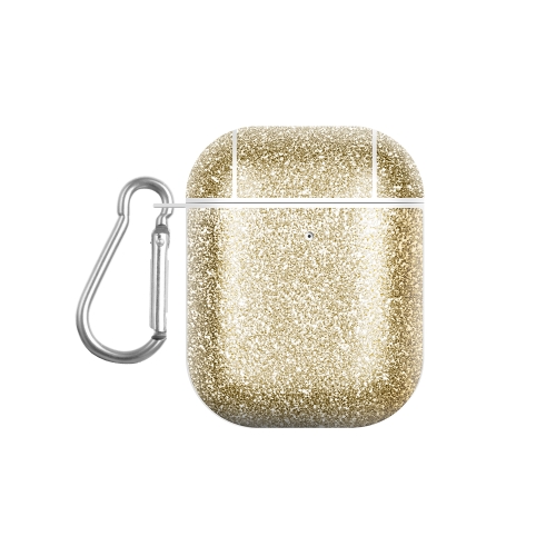 

For AirPods 1 / 2 Glitter Powder Skin Texture PC TWS Earphone Case(Gold)