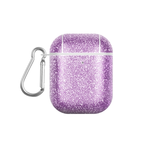 

For AirPods 1 / 2 Glitter Powder Skin Texture PC TWS Earphone Case(Purple)