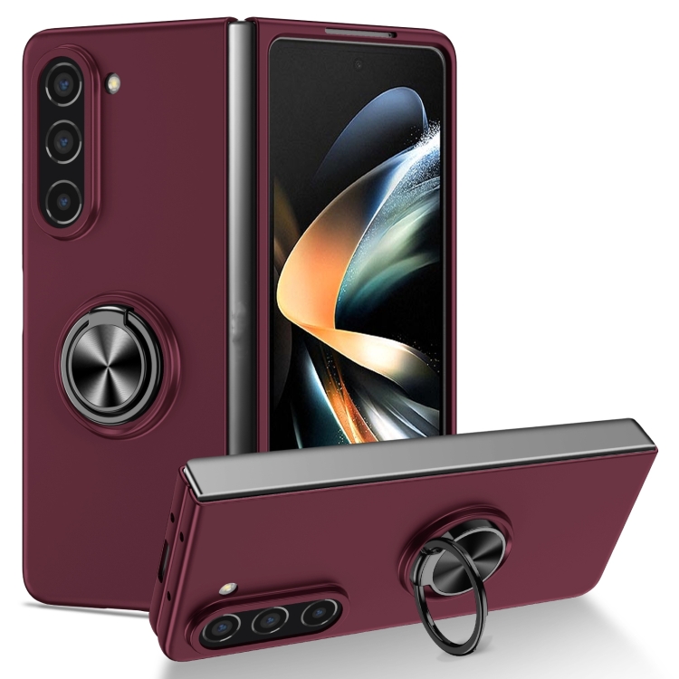 

For Samsung Galaxy Z Fold6 5G Armor Ring Holder Phone Case(Wine Red)