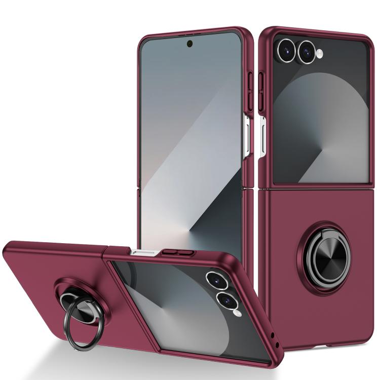 

For Samsung Galaxy Z Flip7 5G Armor Ring Holder Phone Case(Wine Red)
