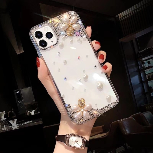 

For iPhone 12 Pro Max Pearl Flower Diamond TPU Phone Case