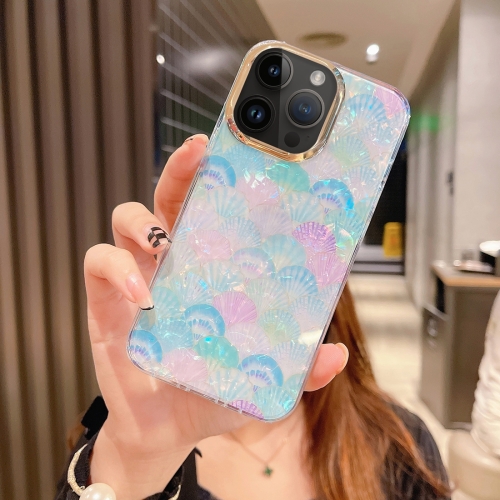 

For iPhone 14 Pro Colorful Crystal Shell Pattern PC + TPU Phone Case(Scallop Blue)