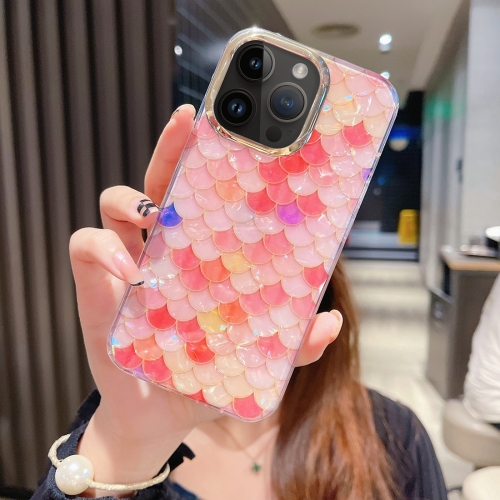 

For iPhone 14 Pro Max Colorful Crystal Shell Pattern PC + TPU Phone Case(Fish-scales Red)